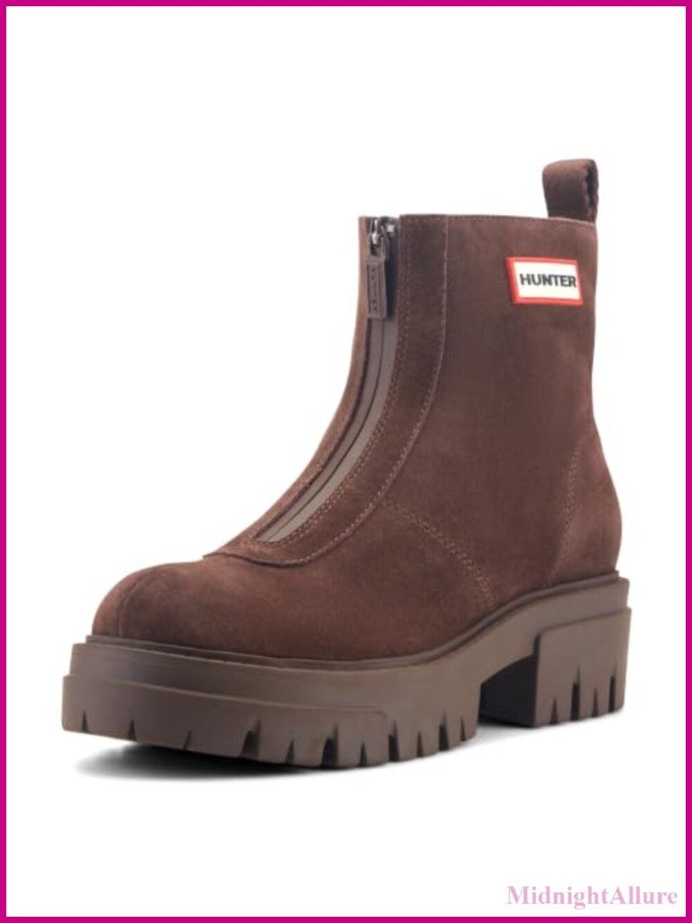 Waterproof Suede Ankle Bootie with 2 in Heel & Lug Outsole